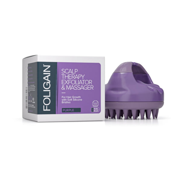 FOLIGAIN Scalp Therapy Exfoliator & Massager in Purple - FOLIGAIN EUROPE
